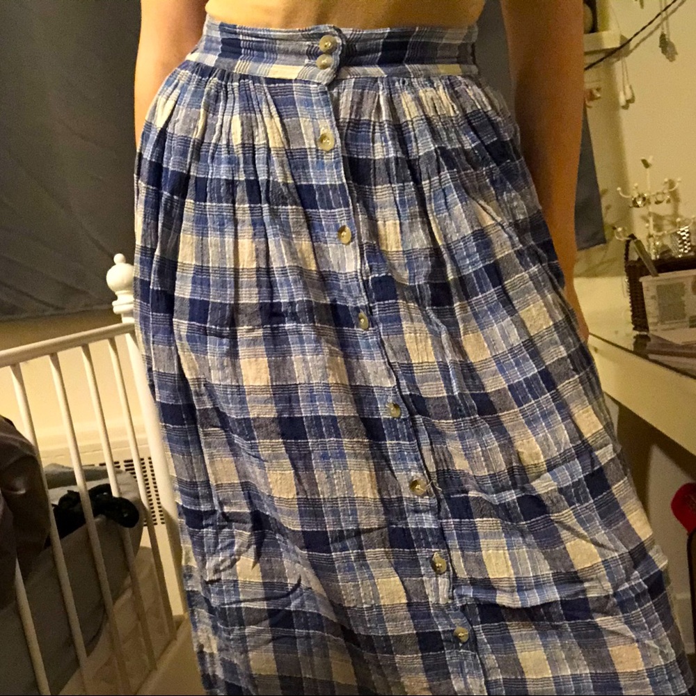 Plaid High-Waist Midi Skirt